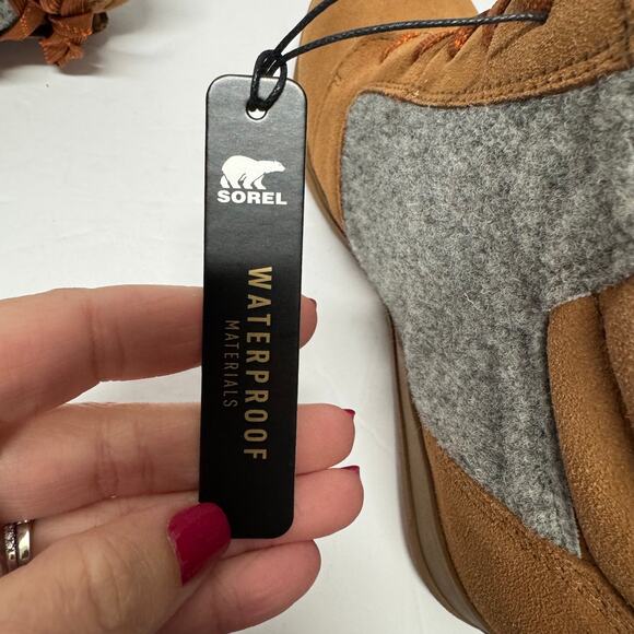 Sorel Womens Evie Ankle Lace Wedge Bootie Velvet Tan Brown Waterproof Size 10.5 - Picture 7 of 8